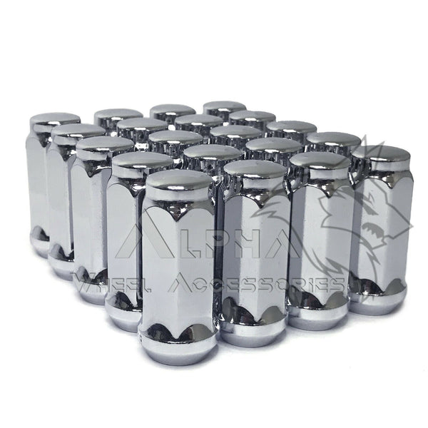 Set Of 32 Chrome Lug Nuts - 9/16-18, Closed End XL Bulge Style For Aftermarket Wheels