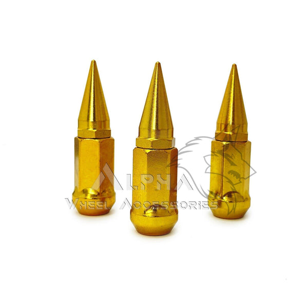 20 Gold Spike Lug Nuts 14X1.5 For Chevy Camaro Dodge Challenger Charge