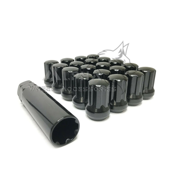 20 Black Spline Lug Nuts 14x1.5 For 2011 & Up Jeep Grand Cherokee SRT8