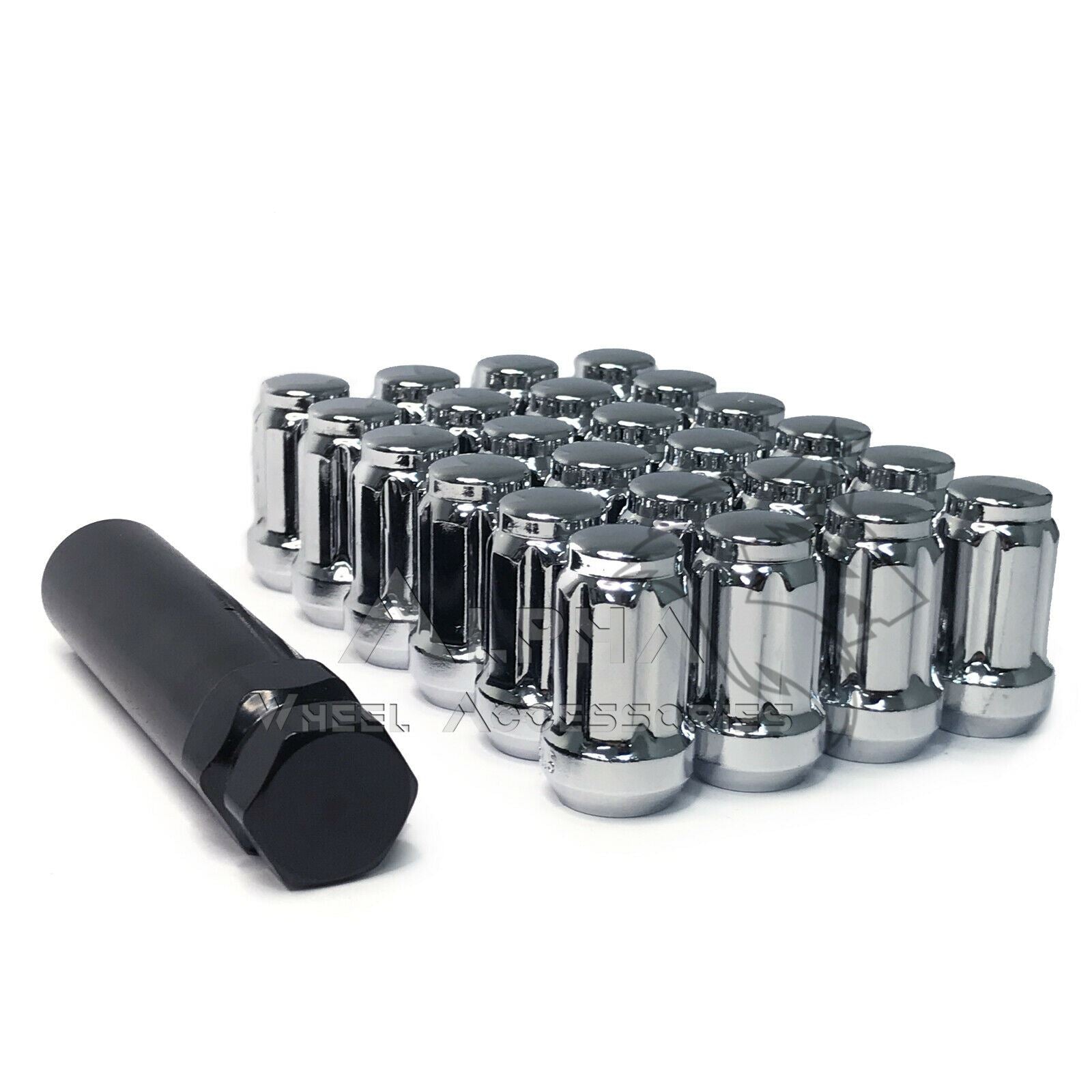 23 Chrome Lug Nuts For Jeep Wrangler TJ YJ JK CJ5 CJ7 – 1/2-20 Thread, Bulge Acorn Style