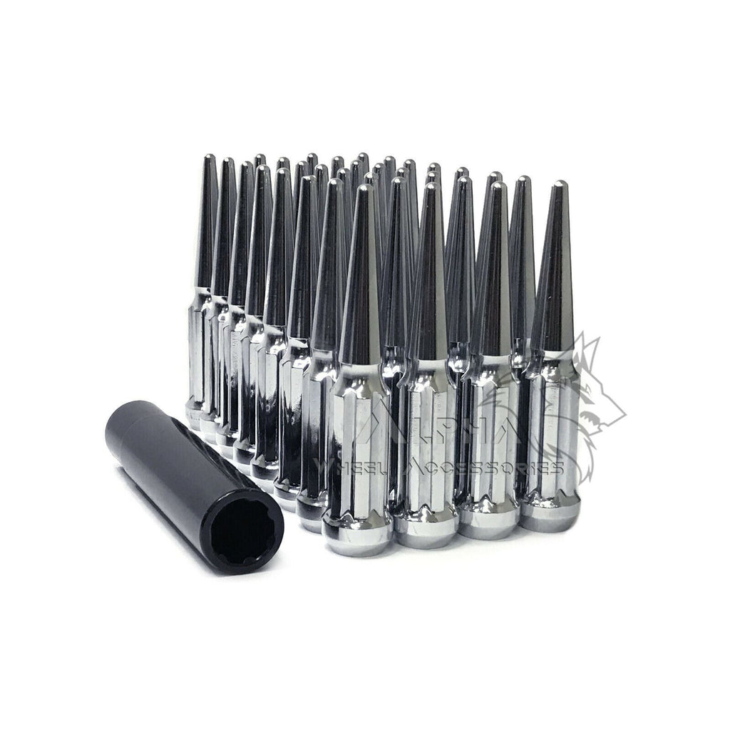 32 Spline Spike Lug Nuts 14x1.5 + Key for Silverado Ford F250 F350 ANTI THEFT eB