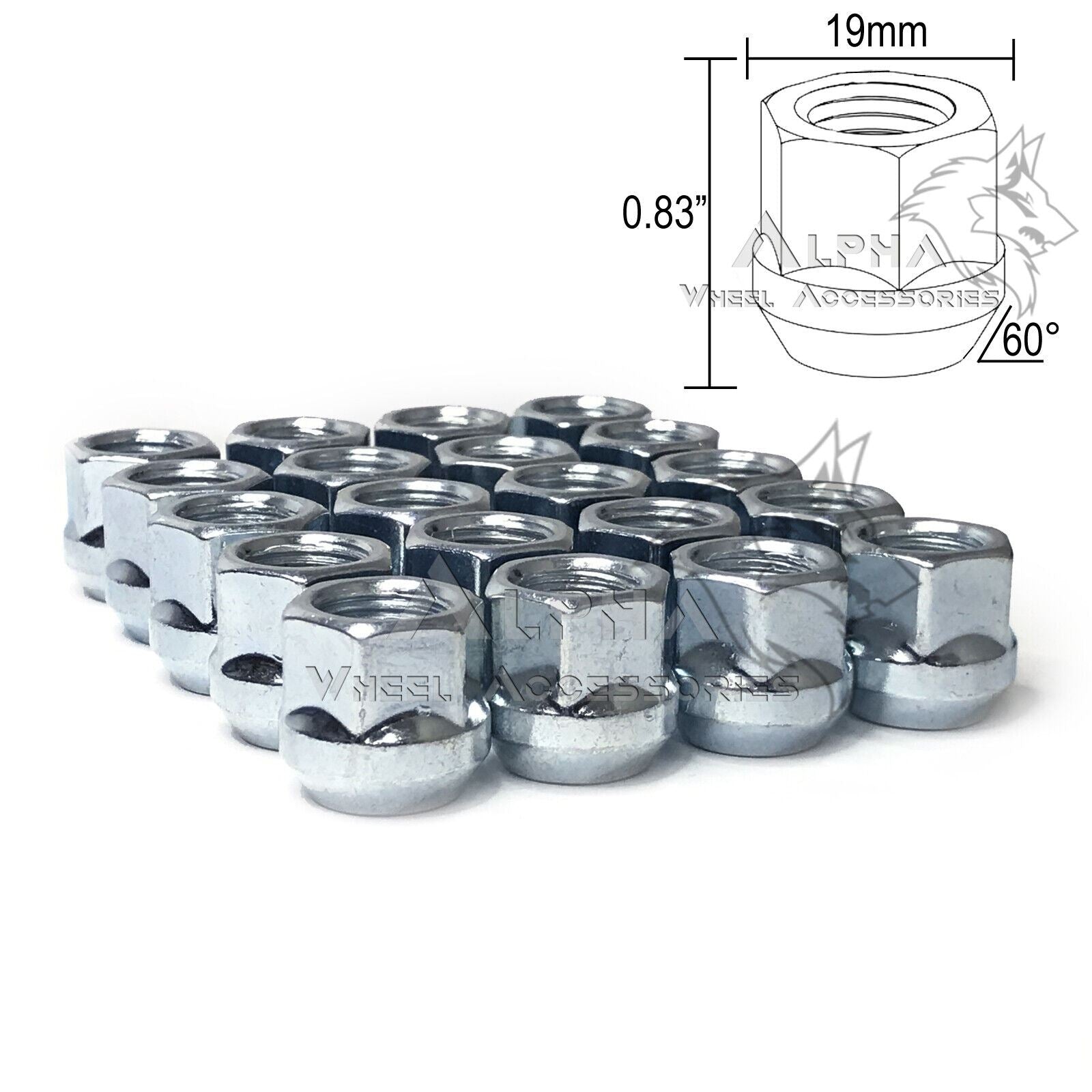 20-Piece 7/16-20 Chrome Bulge Acorn Lug Nuts - For Chevy Caprice, Impala, El Camino (Conical Seat)