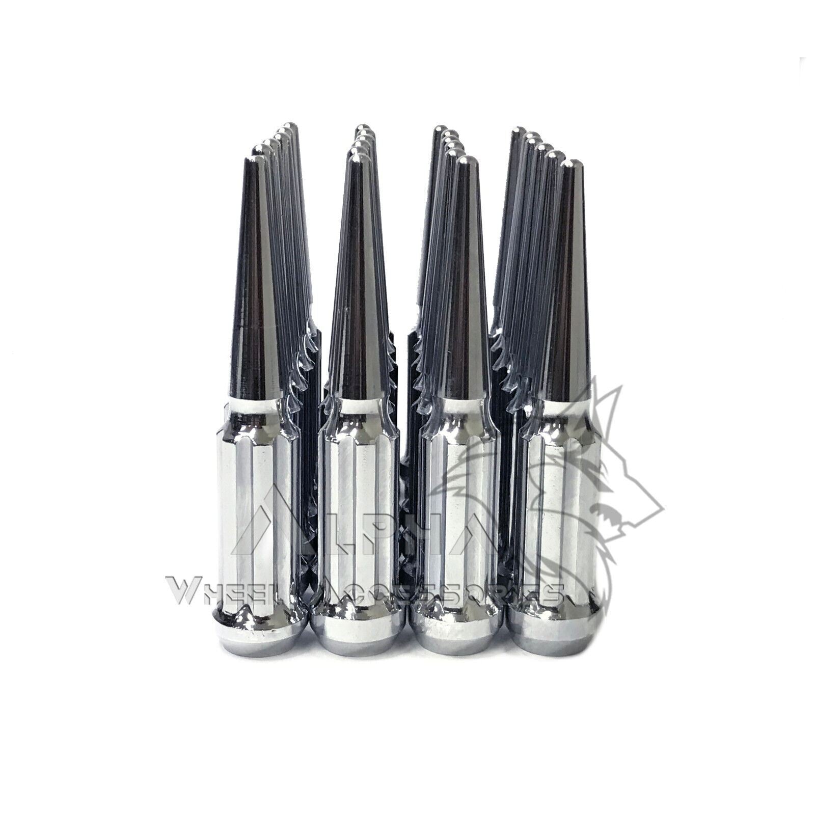 20-Pack Chrome Spline Lug Nuts 1/2-20 – 2" Long Closed End With Key – Fits 5x4.5, 5x5, 5x5.5